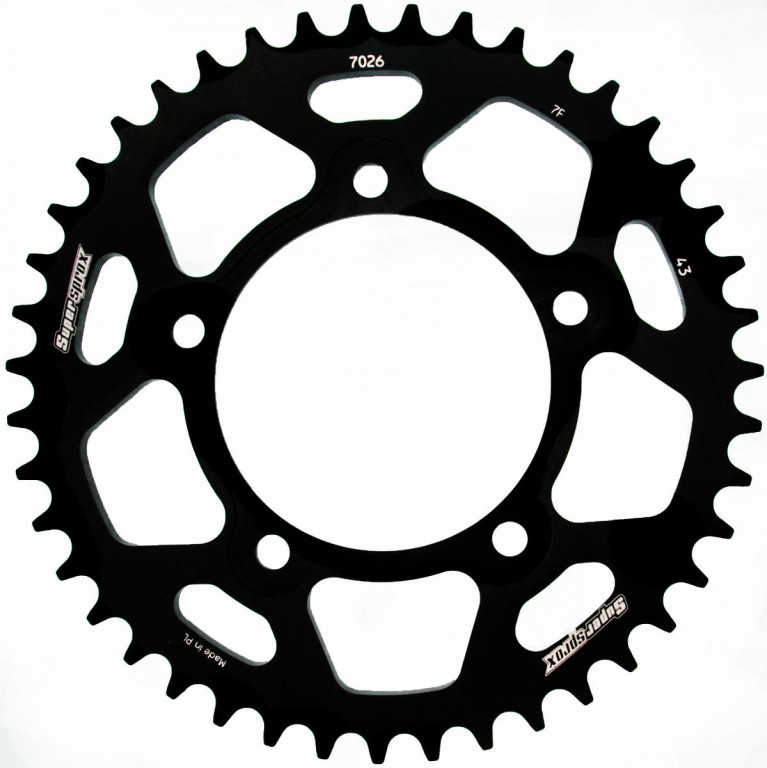 Rear ALU sprocket SUPERSPROX RAL-7026:43-BLK Crni 43T, 525