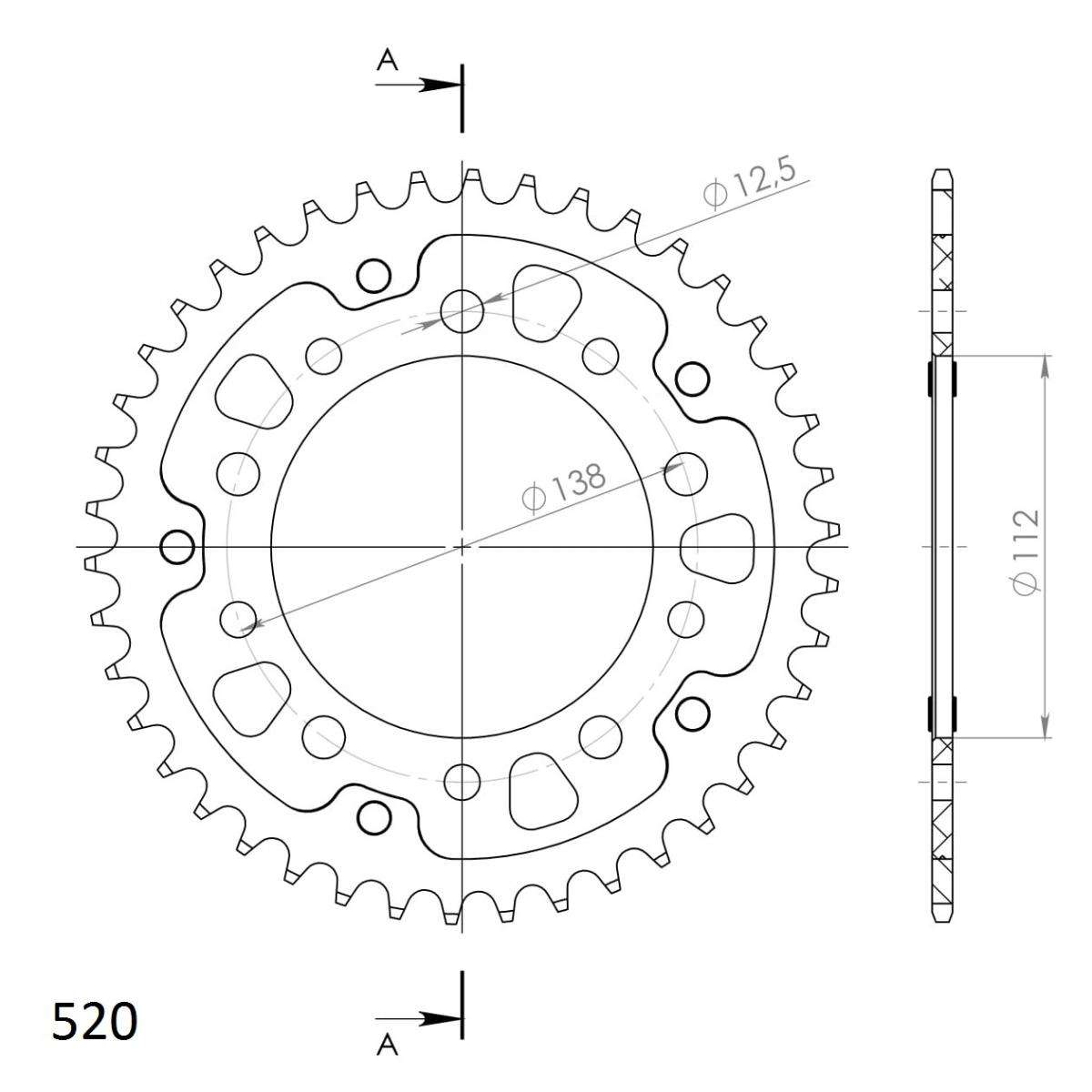 Lančenik zadnji SUPERSPROX STEALTH RST-1303:42-BLU plavi 42T, 520