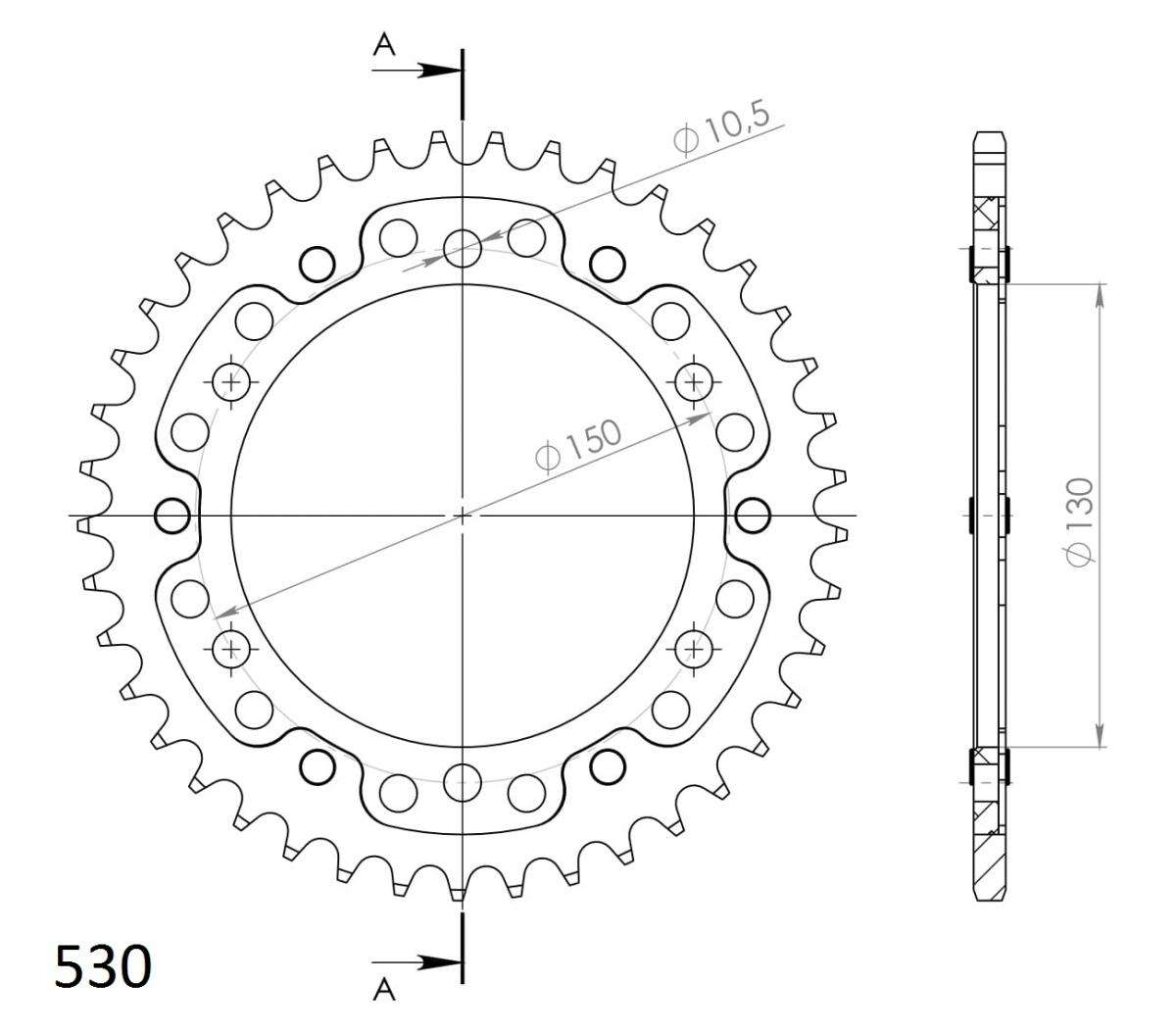 Lančenik zadnji SUPERSPROX STEALTH RST-859:39-GLD zlato 39T, 530