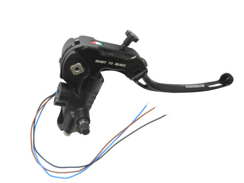 Ready to brake master cylinder ACCOSSATO CY090 PRS 19x17-18-19 with red folding lever (nut + lever)