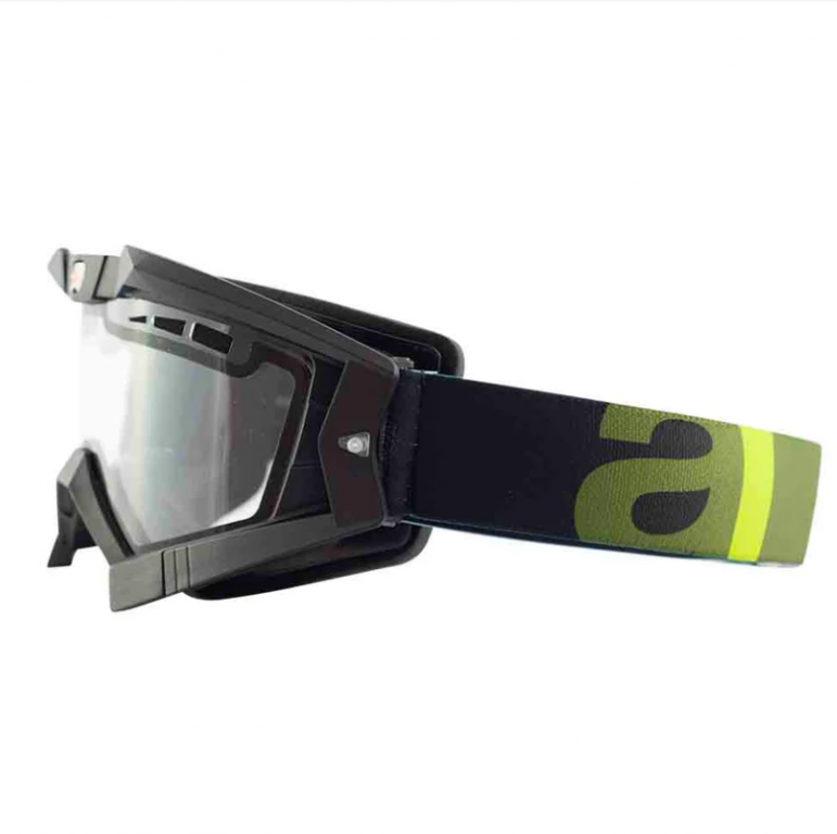 Goggles ARIETE RC FLOW 13950-NVV green strap clear double ventilated lens