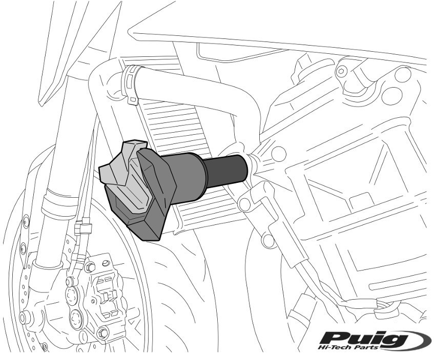 Frame sliders PUIG R19 21494N black with grey rubber
