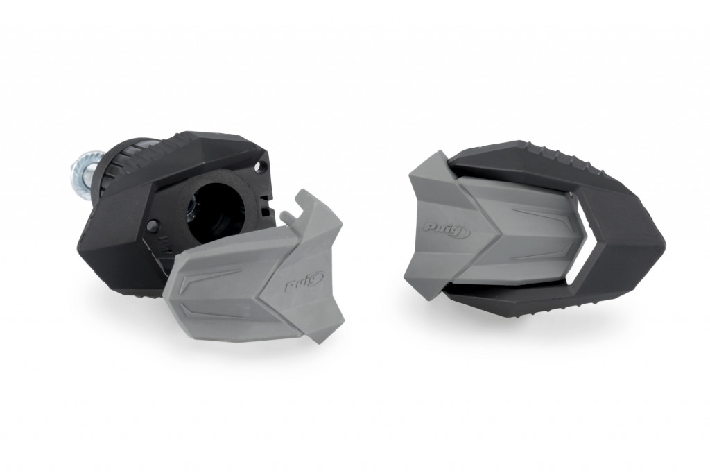 Frame sliders PUIG R19 22392N black with grey rubber