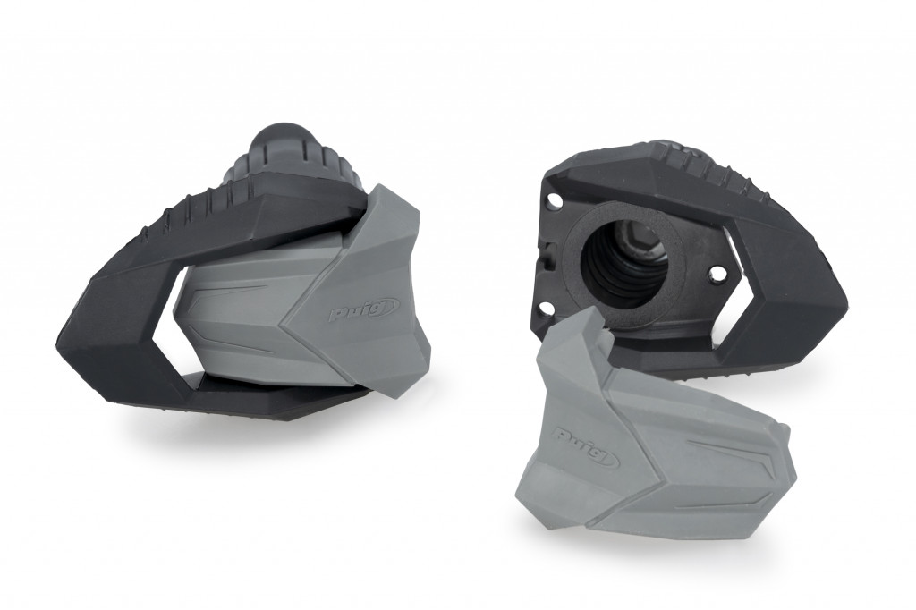 Frame sliders PUIG R19 22700N black with grey rubber