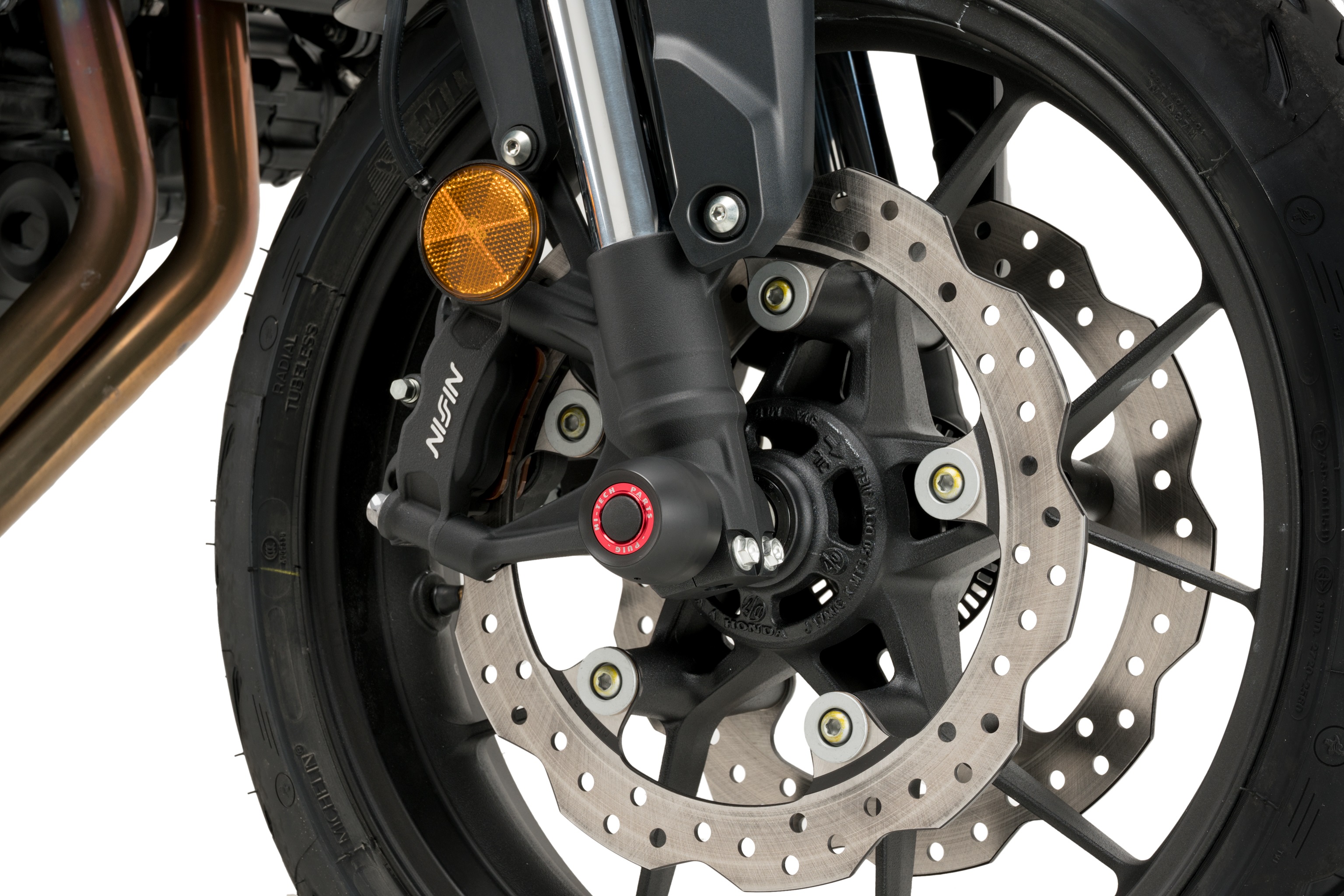 Axle sliders PUIG PHB19 21496N Crni without color caps, front