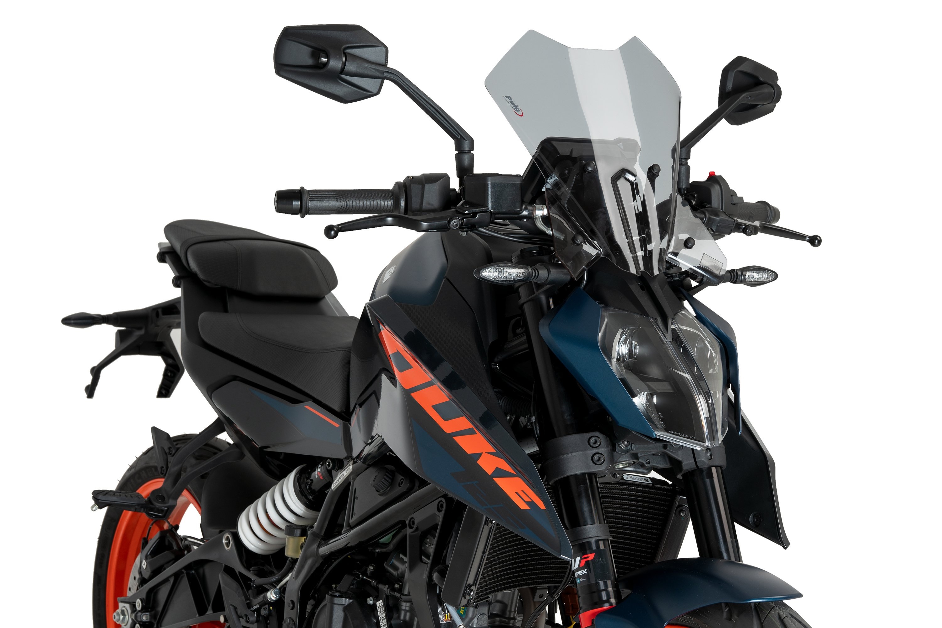 Windshield PUIG NEW GEN. TOURING 21998H smoke for KTM Duke 390 2024-2025, KTM Duke 125 2024-2025
