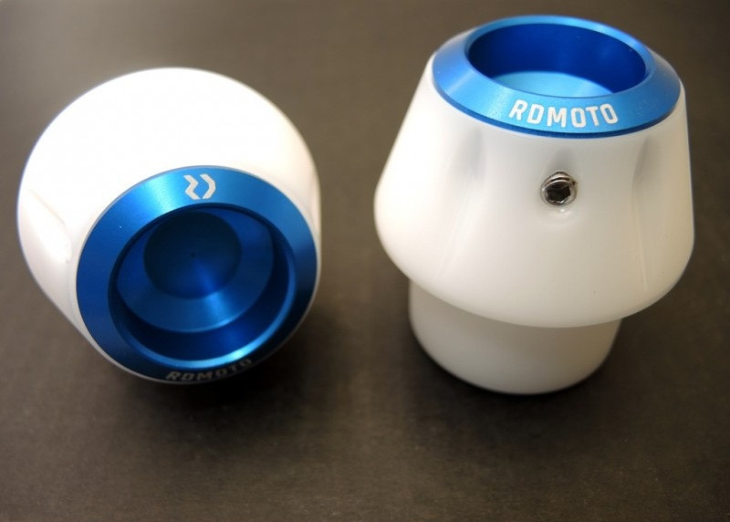 Crash protectors RDMOTO KTM13N white with blue caps