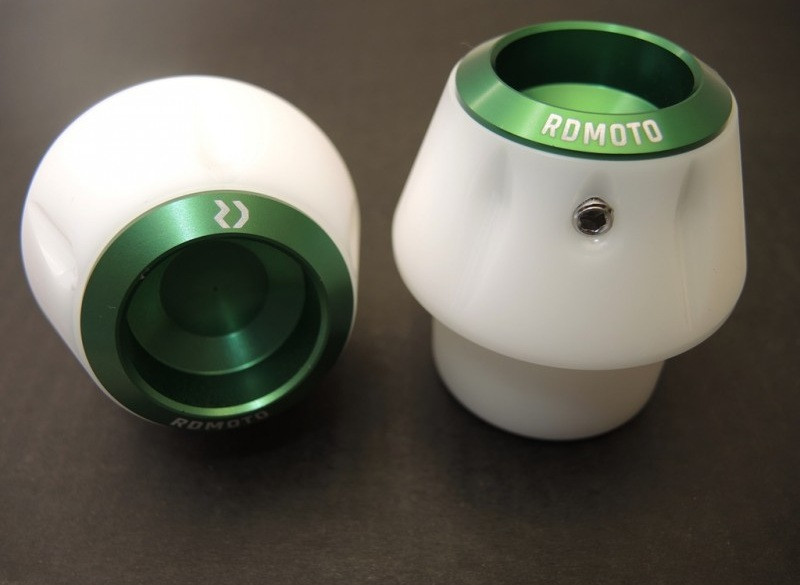 Crash protectors RDMOTO KTM13N white with green caps