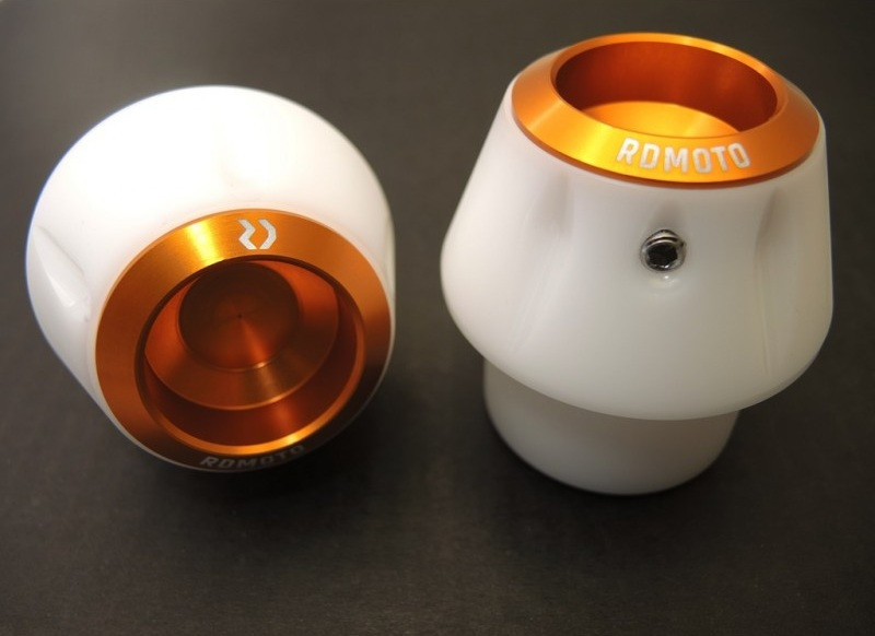 Crash protectors RDMOTO KTM13N white with orange caps
