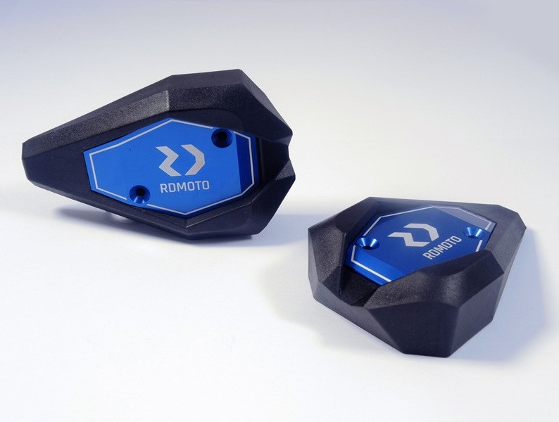 Crash sliders RDMOTO KTM13N black polyamide with blue caps