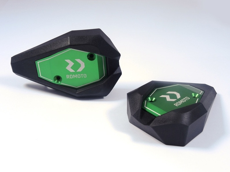 Crash sliders RDMOTO KTM13N black polyamide with green caps