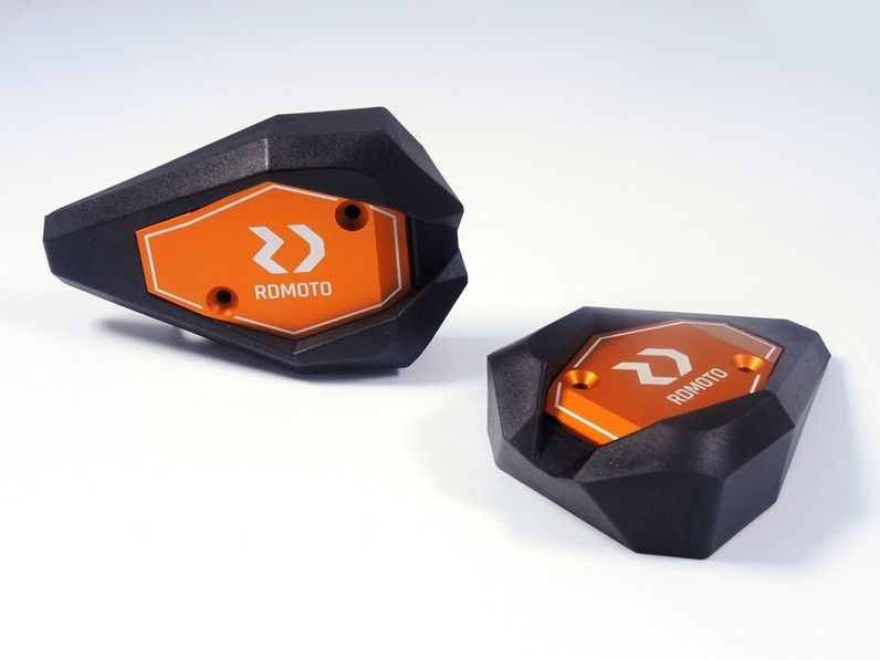 Crash sliders RDMOTO KTM13N black polyamide with orange caps