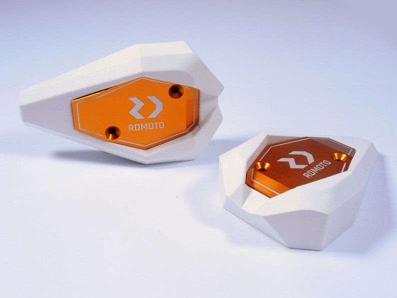 Crash sliders RDMOTO KTM13N white polyamide with gold caps