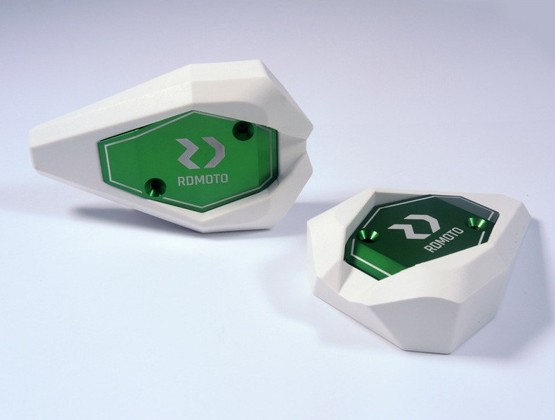Crash sliders RDMOTO KTM13N white polyamide with green caps