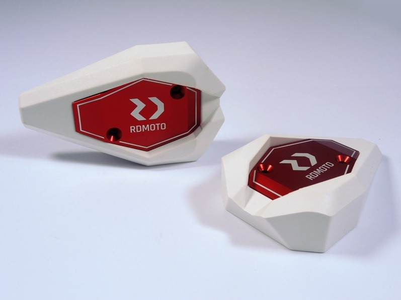 Crash sliders RDMOTO KTM13N white polyamide with red caps