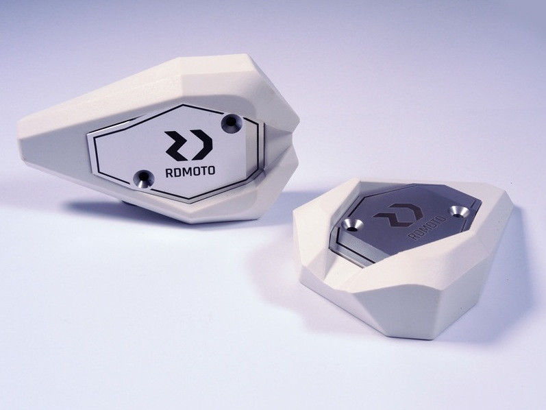 Crash sliders RDMOTO KTM13N white polyamide with silver caps