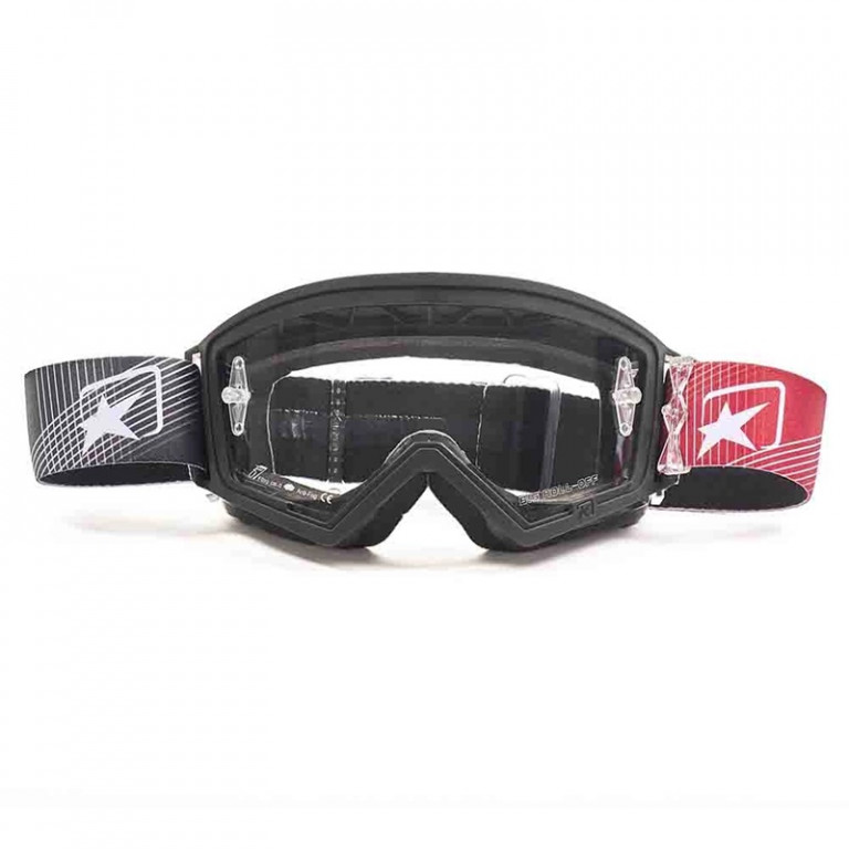 Goggles ARIETE MUDMAX MIRAGE 14970-MRN red black - clear lens with pins