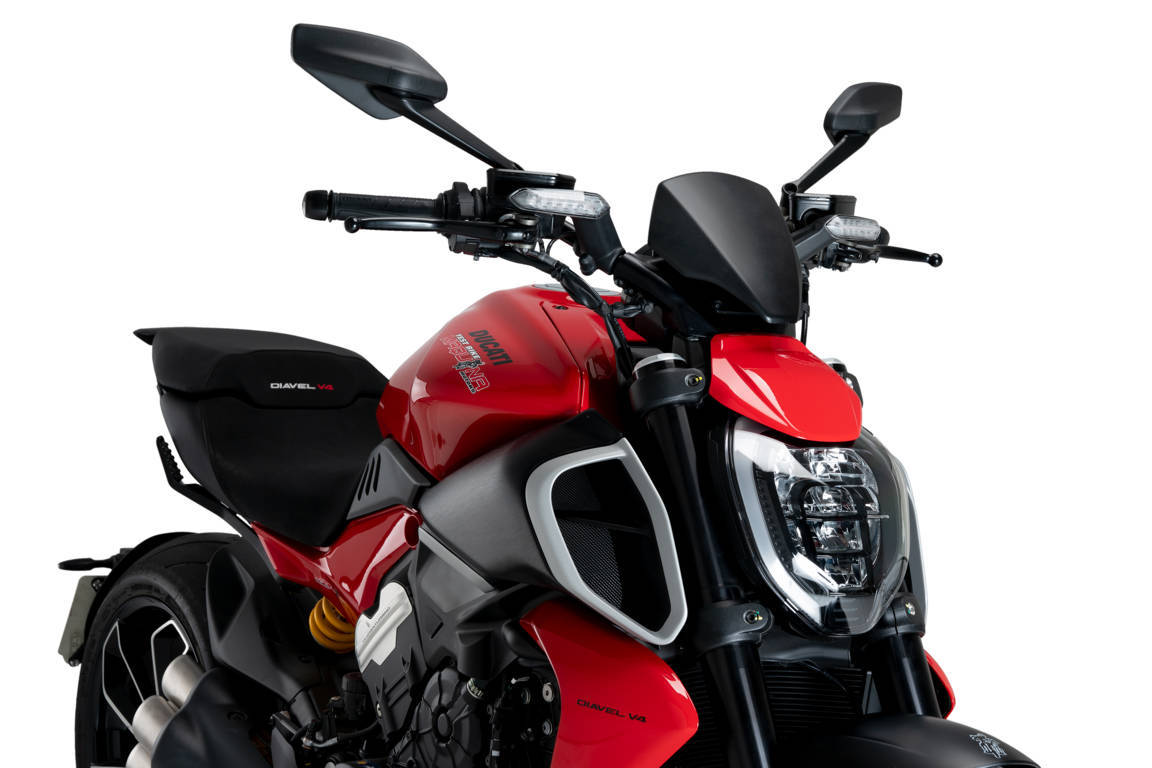 Windshield PUIG NEW GEN. SPORT PLUS 21712J matt black for DUCATI Diavel 1200 2023-2024, DUCATI Diavel V4 1150 2024