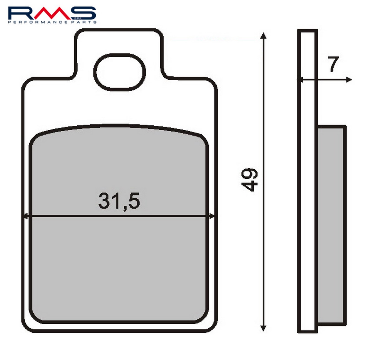 Disk pločice RMS 225100260 front Not homologated organic