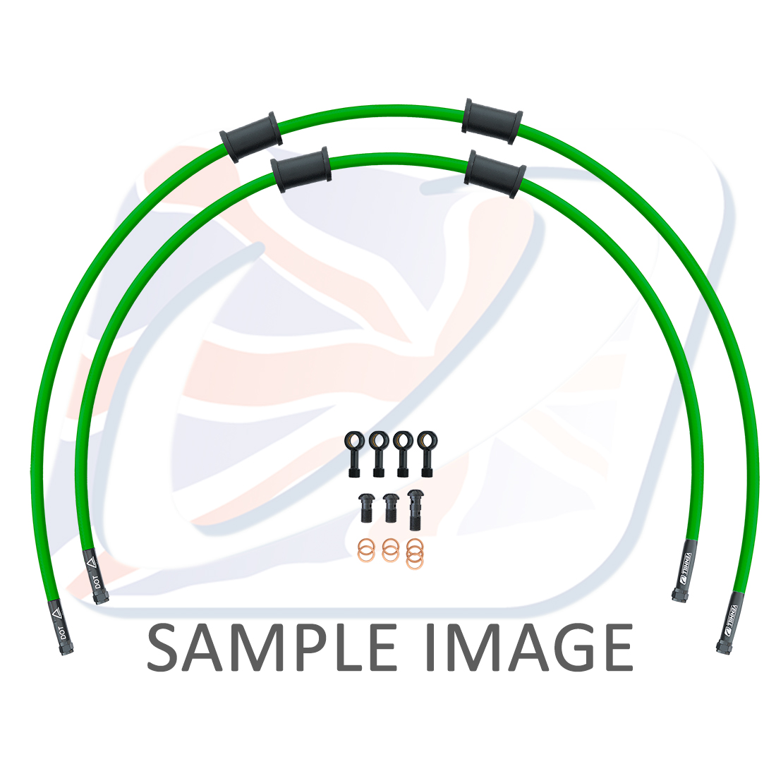 Rear brake hose kit Venhill POWERHOSEPLUS KAW-3004RB-GR (2 hoses in kit) Green hoses, black fittings