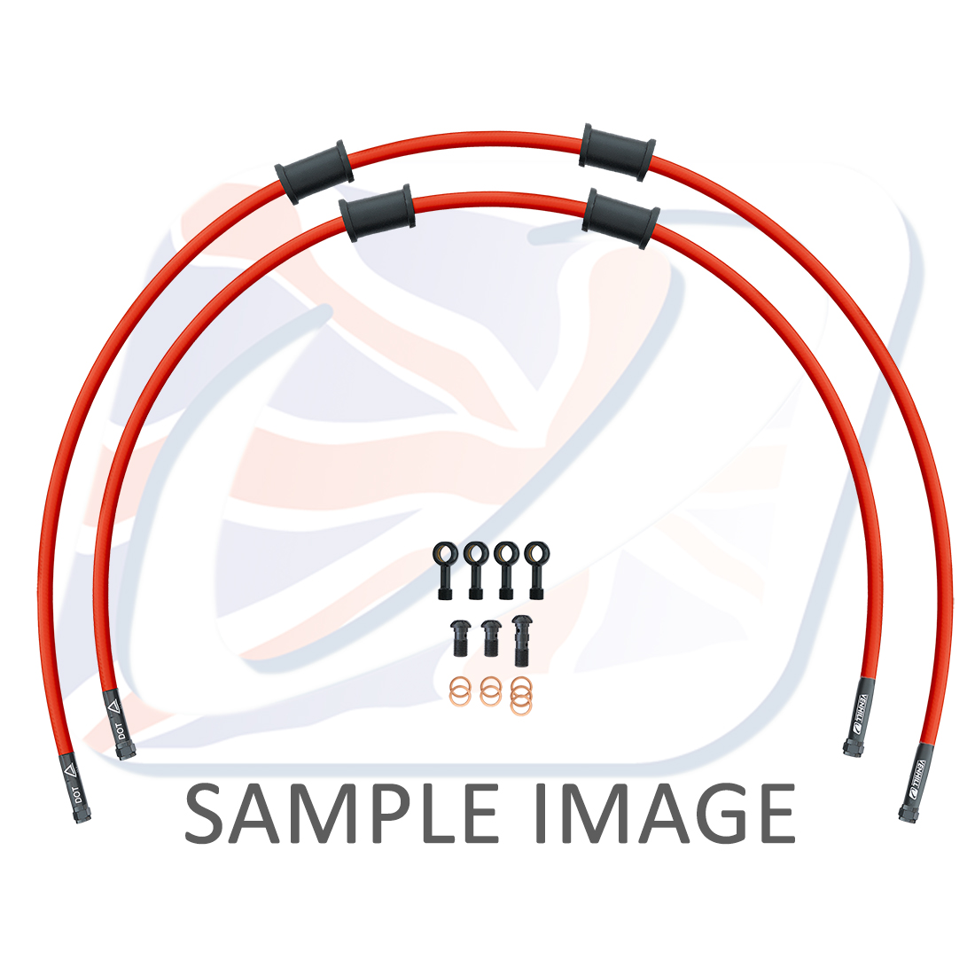 Rear brake hose kit Venhill POWERHOSEPLUS KAW-3004RB-RD (2 hoses in kit) Red hoses, black fittings