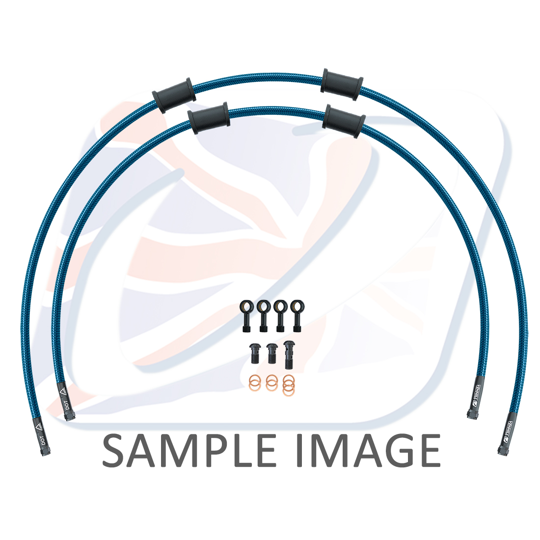 RACE Front brake hose kit Venhill POWERHOSEPLUS YAM-7005FB-TB (2 hoses in kit) Translucent blue hoses, black fittings