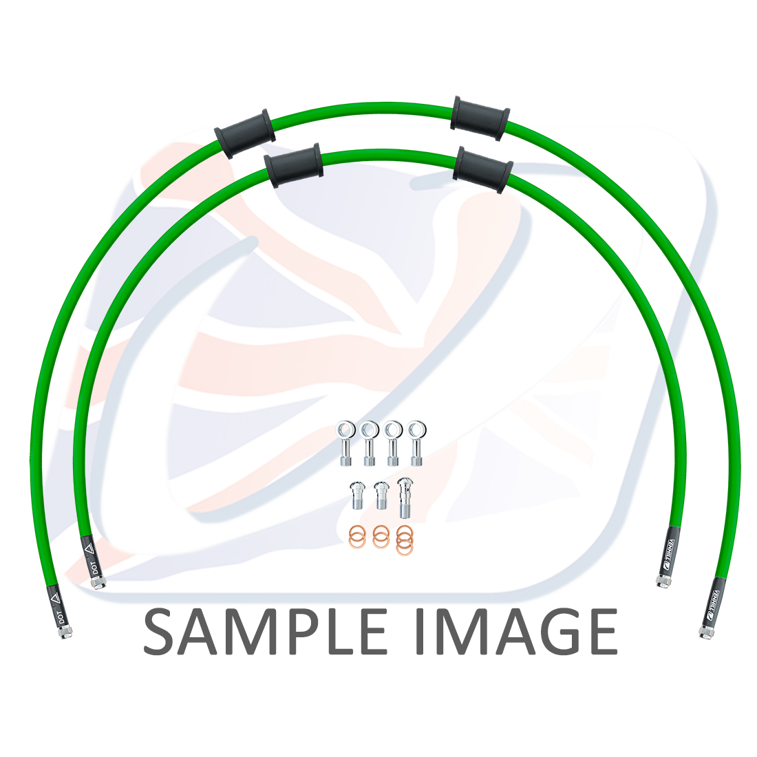 Rear brake hose kit Venhill POWERHOSEPLUS KAW-3004R-GR (2 hoses in kit) Green hoses, chromed fittings