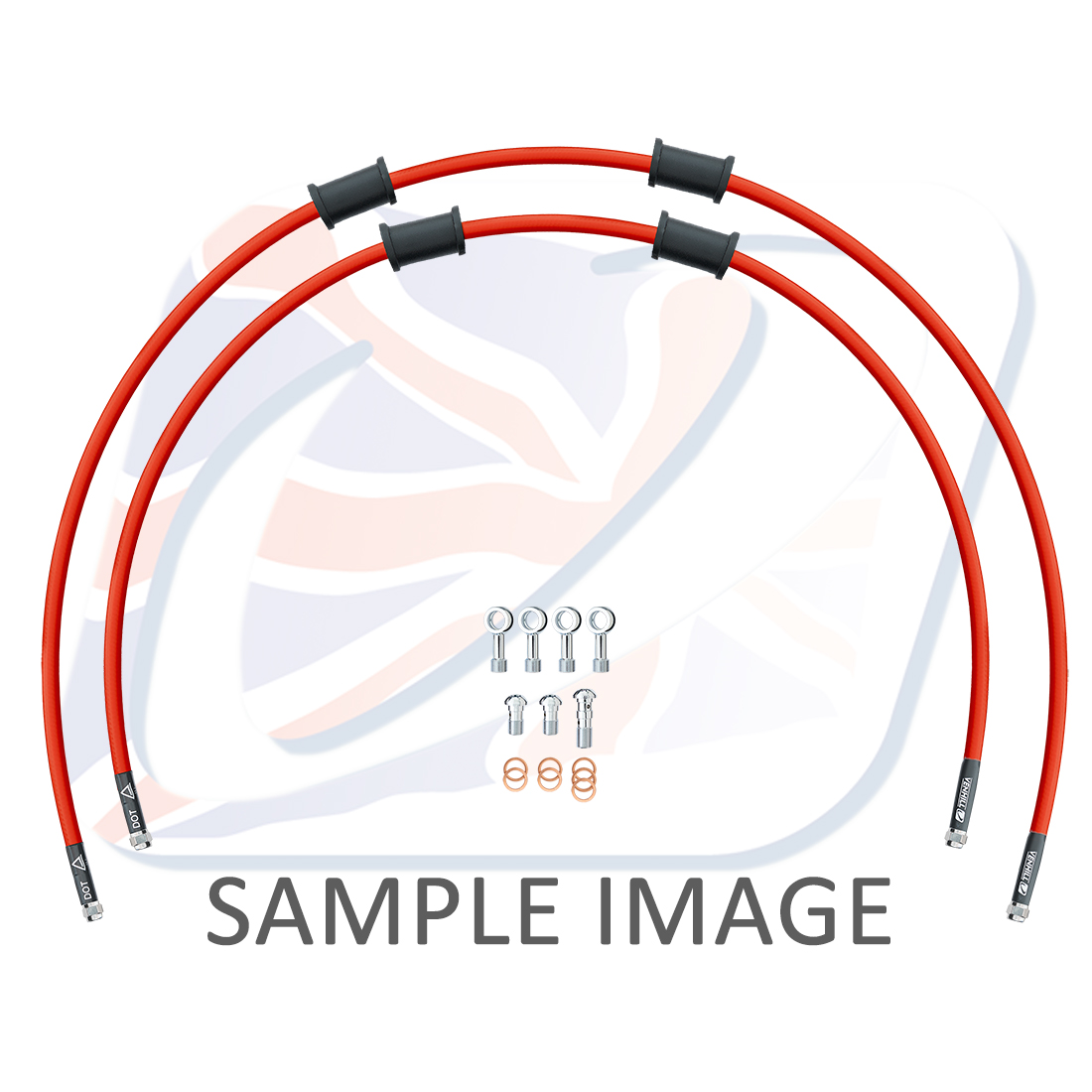 Rear brake hose kit Venhill POWERHOSEPLUS KAW-3004R-RD (2 hoses in kit) Red hoses, chromed fittings