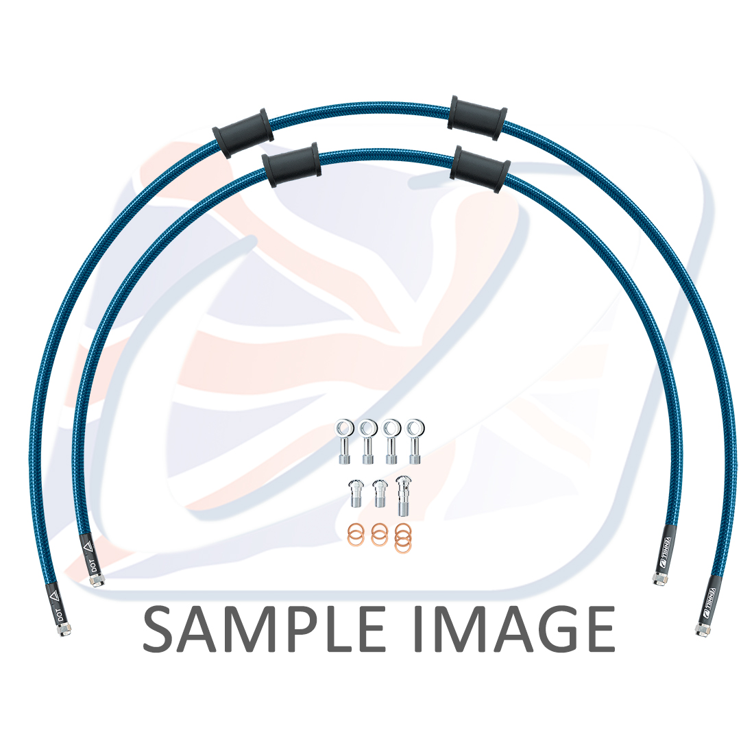 RACE Front brake hose kit Venhill POWERHOSEPLUS YAM-7005F-TB (2 hoses in kit) Translucent blue hoses, chromed fittings