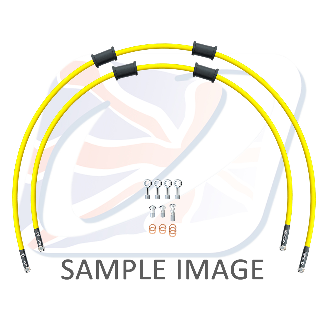 RACE Front brake hose kit Venhill POWERHOSEPLUS HON-7007F-YE (2 hoses in kit) Yellow hoses, chromed fittings