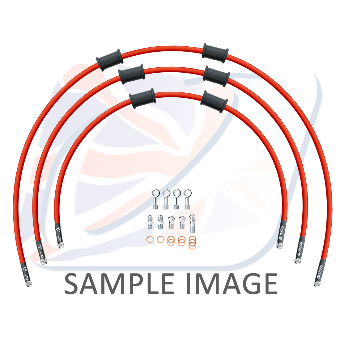 STANDARD Front brake hose kit Venhill POWERHOSEPLUS BMW-6003F-RD (3 hoses in kit) Red hoses, chromed fittings
