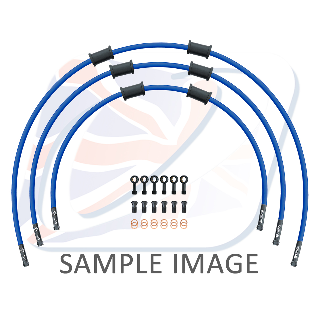 STANDARD Front brake hose kit Venhill POWERHOSEPLUS KAW-10004FB-SB (3 hoses in kit) Solid blue hoses, black fittings