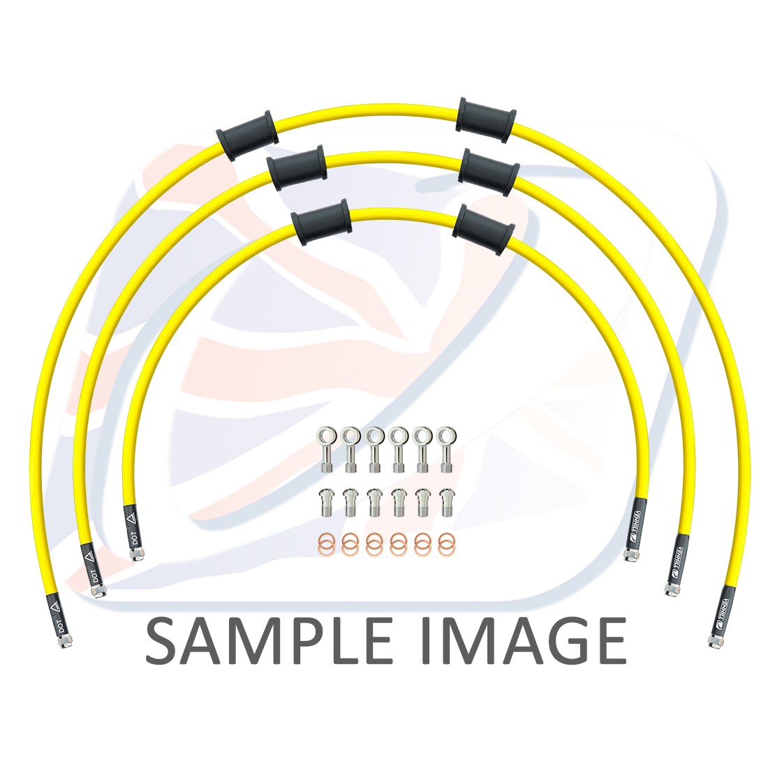 STANDARD Front brake hose kit Venhill POWERHOSEPLUS HON-10032FS-YE (3 hoses in kit) Yellow hoses, stainless steel fittings
