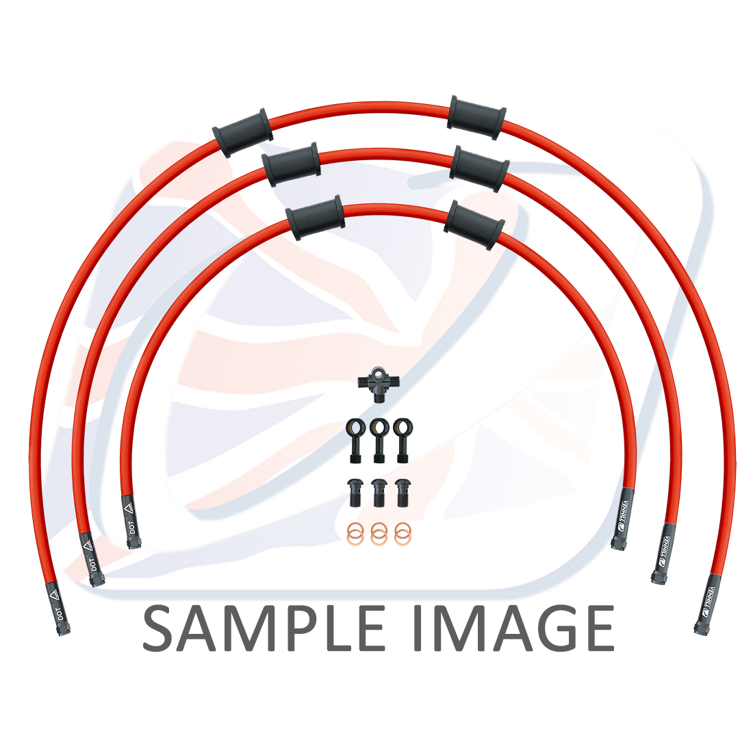 STANDARD Front brake hose kit Venhill POWERHOSEPLUS HON-7001FB-RD (3 hoses in kit) Red hoses, black fittings