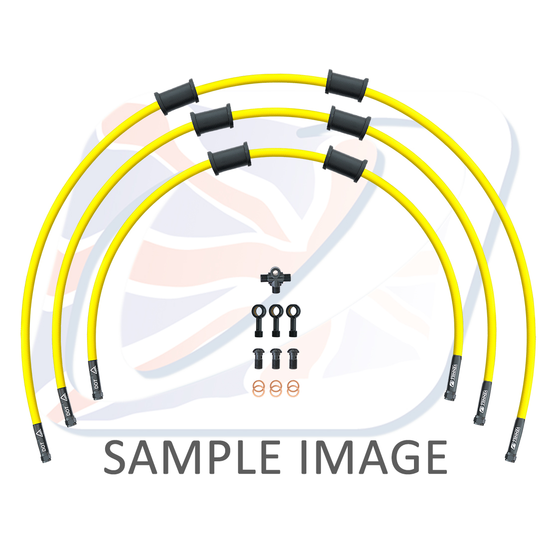 STANDARD Front brake hose kit Venhill POWERHOSEPLUS HON-7001FB-YE (3 hoses in kit) Yellow hoses, black fittings
