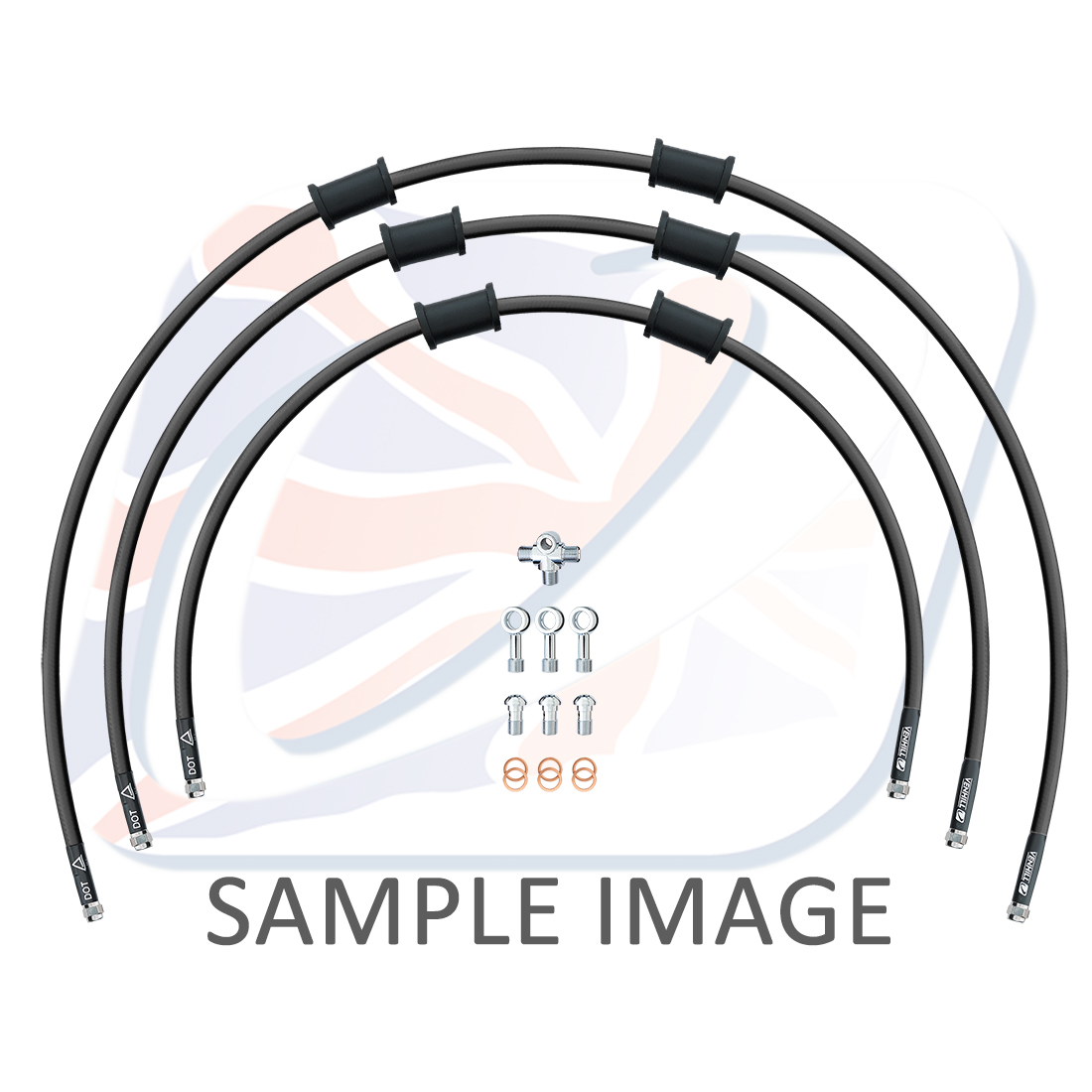 RACE Front brake hose kit Venhill POWERHOSEPLUS HON-6041F-BK (2 hoses in kit) Black hoses, chromed fittings