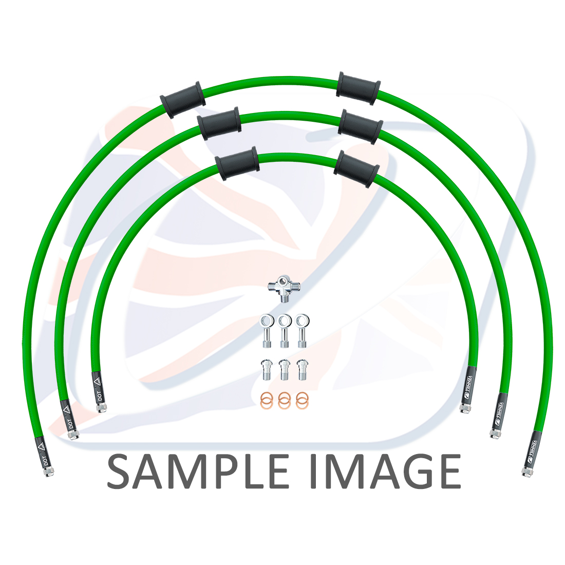 STANDARD Front brake hose kit Venhill POWERHOSEPLUS SUZ-18002F-GR (3 hoses in kit) Green hoses, chromed fittings