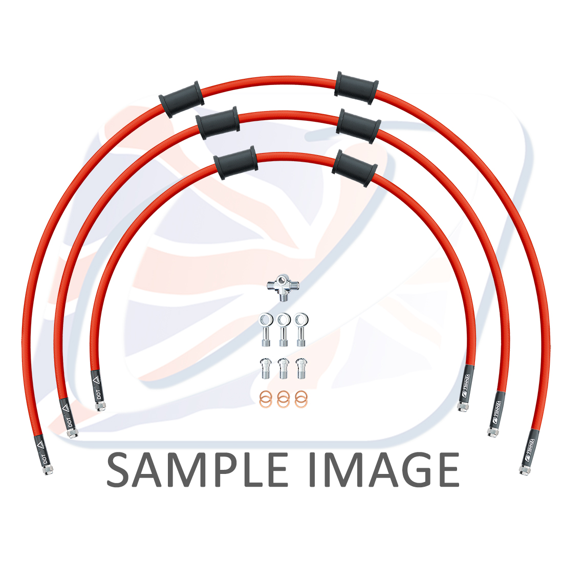 STANDARD Front brake hose kit Venhill POWERHOSEPLUS HON-7001F-RD (3 hoses in kit) Red hoses, chromed fittings
