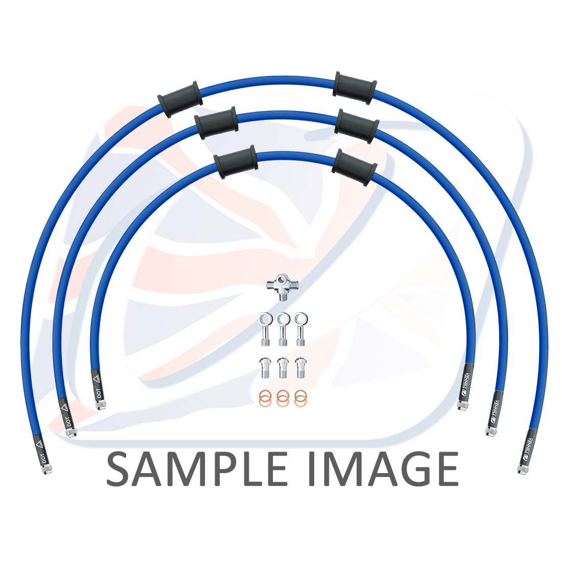 STANDARD Front brake hose kit Venhill POWERHOSEPLUS HON-7001F-SB (3 hoses in kit) Solid blue hoses, chromed fittings