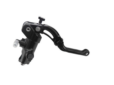 Radial brake master cylinder ACCOSSATO CL053 19x18 with black anodyzed body and  red revolution lever (nut+lever)