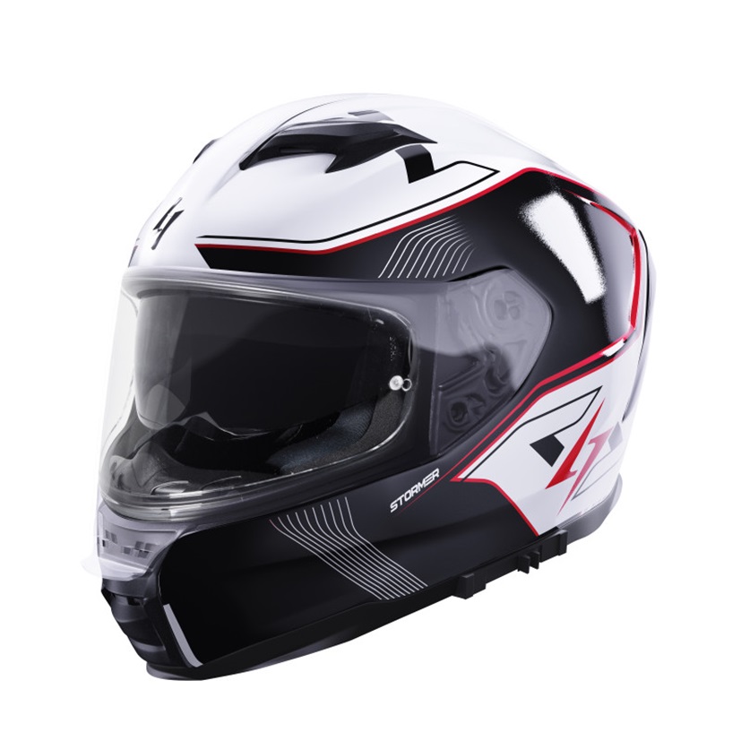 Full face helmet STORMER ZS-1001 TAKEN white, red, pearly XS