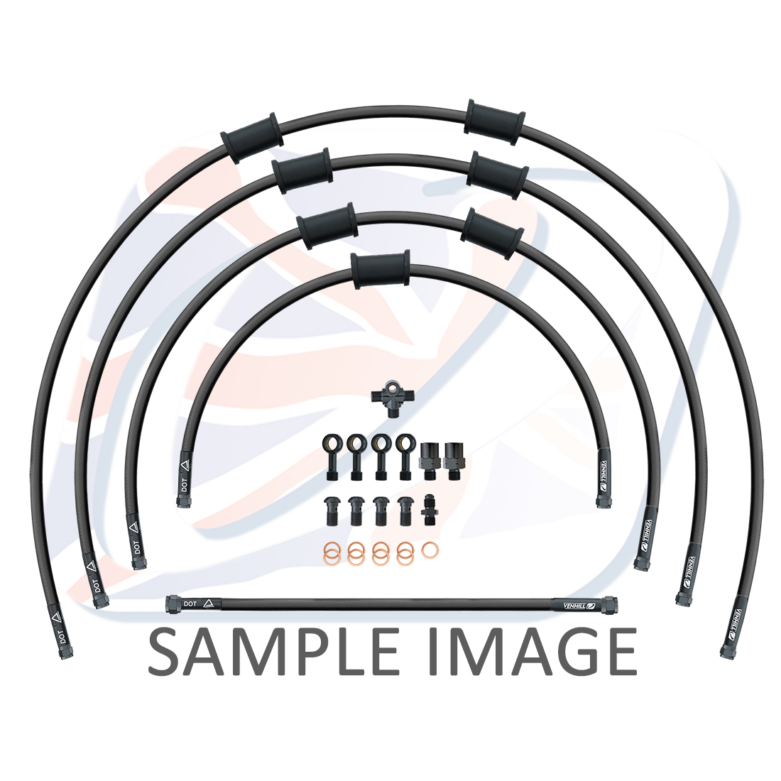 STANDARD Front brake hose kit Venhill POWERHOSEPLUS YAM-9001FB-BK (5 hoses in kit) Black hoses, black fittings
