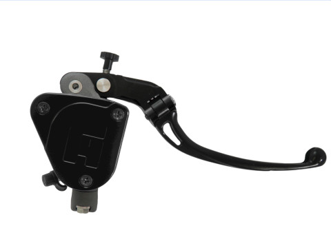 Radial brake master cylinder ACCOSSATO PK021 19 x 18 with integrated fluid reservoir and red folding lever (nut+lever)