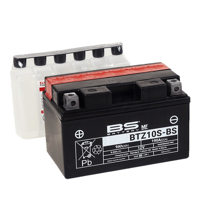 Maintenance free battery - max. 20° tilt BS-BATTERY BTZ10S-BS (YTZ10S-BS)