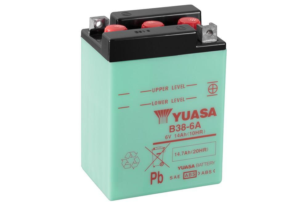 Conventional 6V battery NO ACID YUASA B38-6A