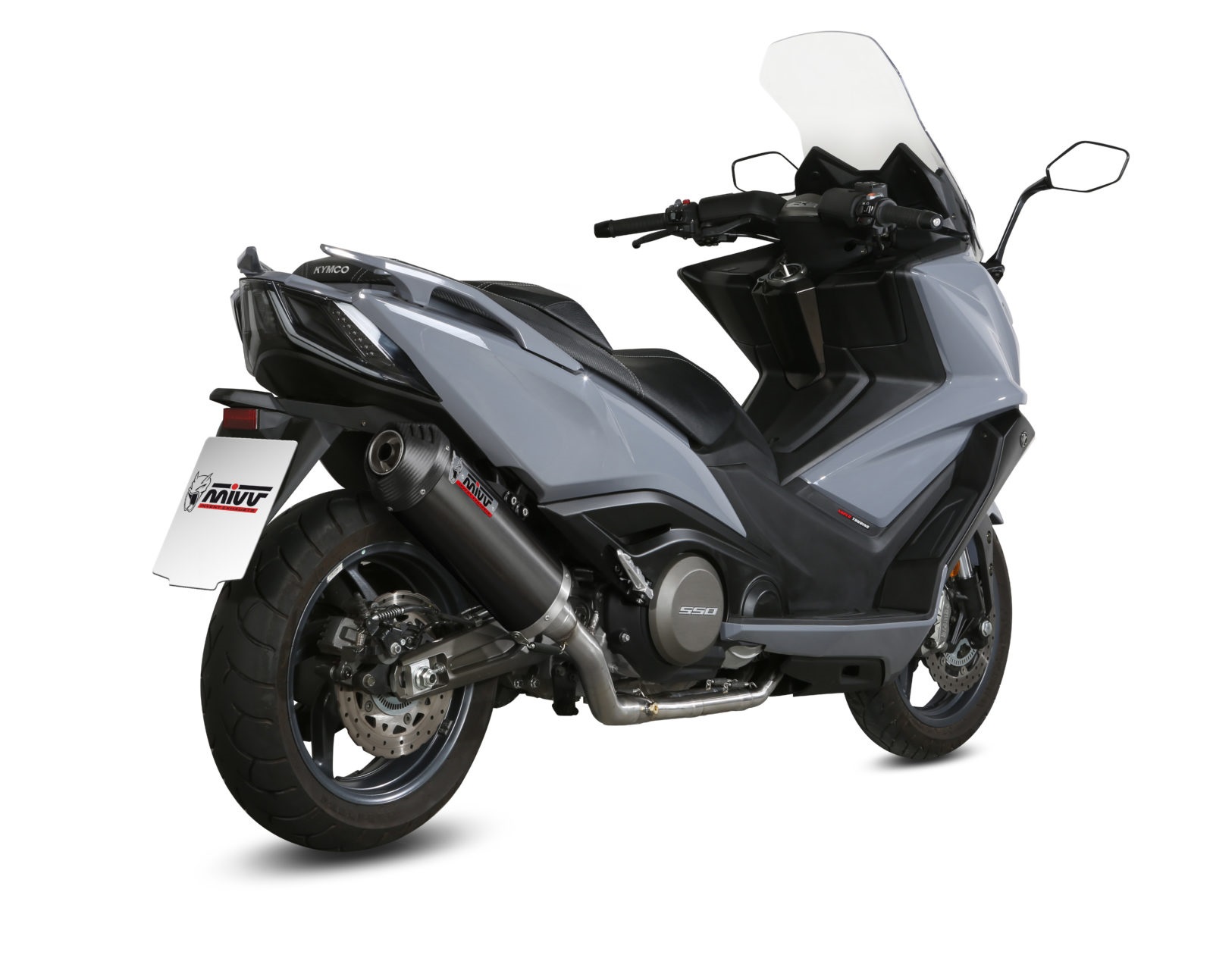 Cijeli ispušni sustav 2x1 MIVV OVAL O.009.LVC Steel black / Carbon cap for KYMCO AK 550 2017-2020