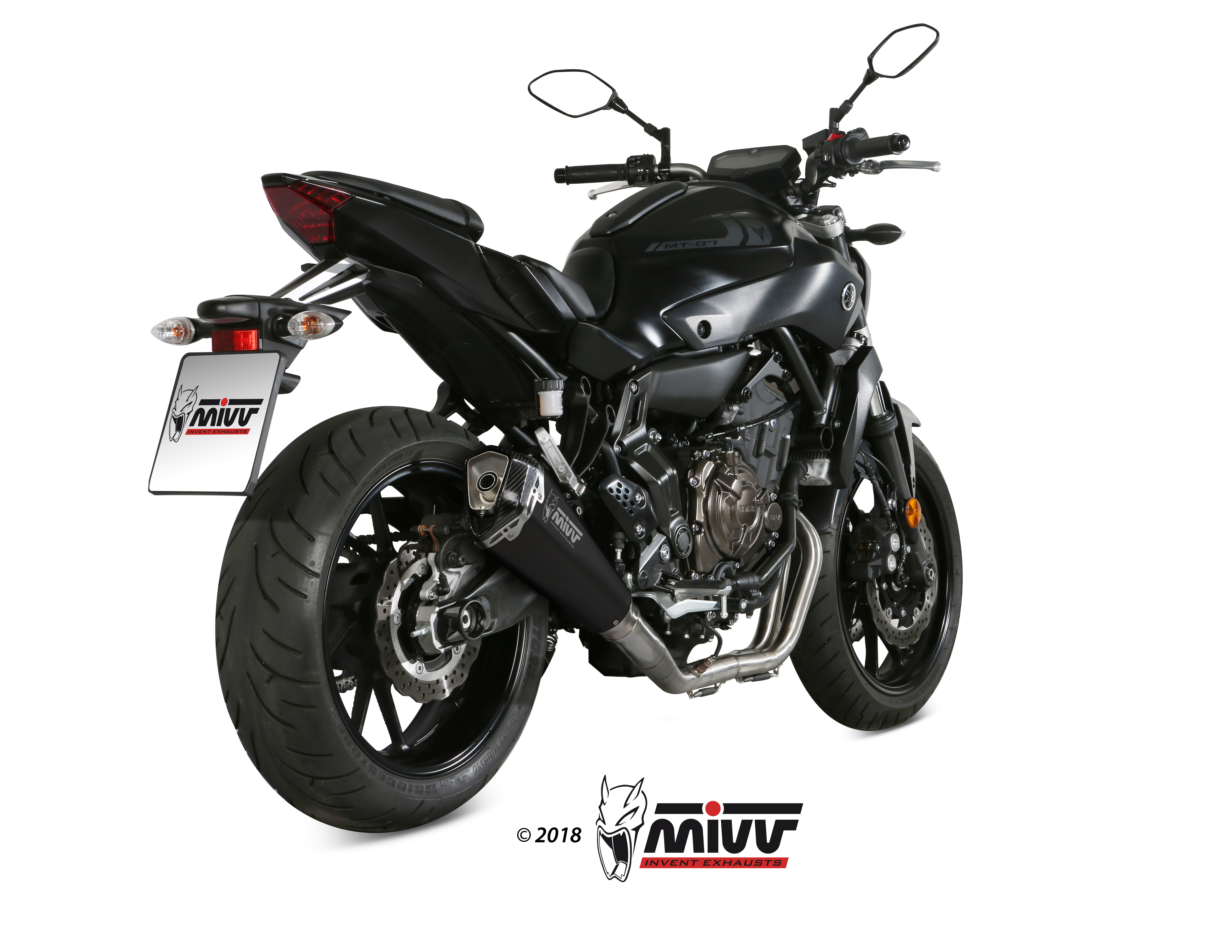 Cijeli ispušni sustav 2x1 MIVV DELTA RACE Y.045.LDRB Steel black for YAMAHA MT-07 700 2014-2024