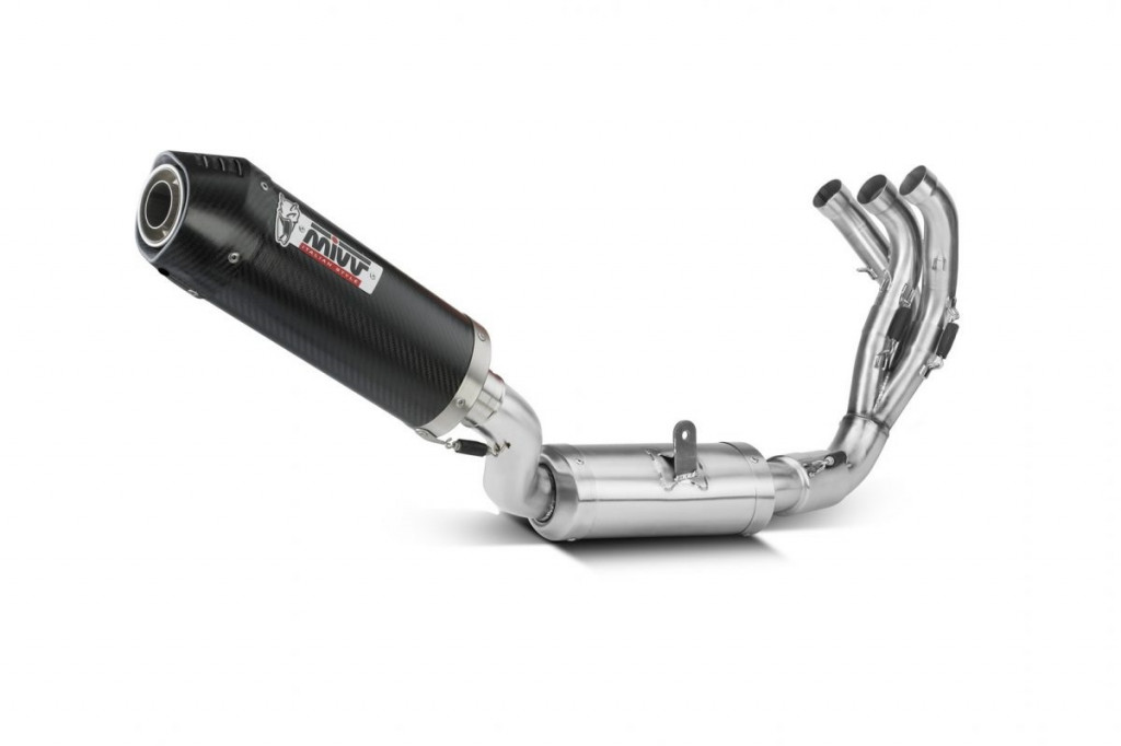 Full exhaust system 3x1 MIVV OVAL Y.069.L3C Carbon / Carbon Cap for YAMAHA Tracer 9 2021-2024