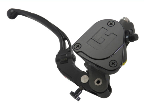 Radial brake master cylinder ACCOSSATO PK040 19 x 19 with integrated fluid reservoir and gold folding lever (nut+lever)