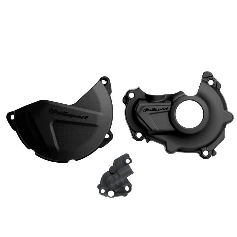 Clutch and ignition cover protector kit POLISPORT 90945 Crni